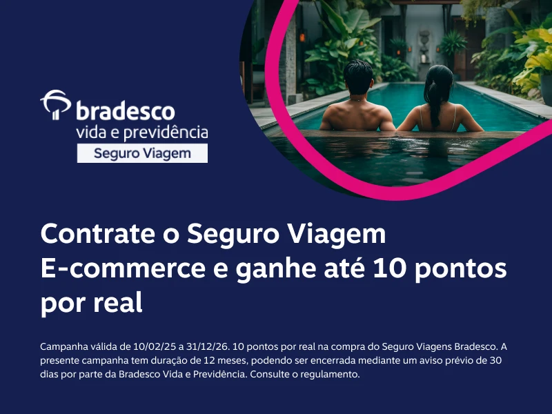 Contrate o Seguro Viagem E-commerce e ganhe até 10 pontos por real
