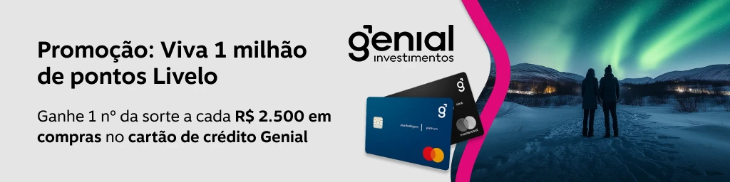 Participe da promoção Viva 1 milhão de pontos Livelo, imagem clicável, ir para https://www.livelo.com.br/parceiros-para-livelo/genial-investimentos