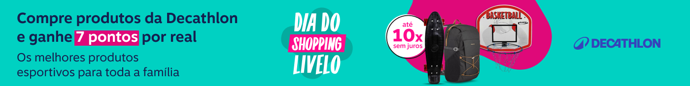Dia do Shopping Livelo. Parcele em até dez vezes sem juros. Compre produtos da Decathlon e ganhe 7 pontos por real. Os melhores produtos esportivos para toda a família., imagem clicável, ir para https://www.livelo.com.br/shopping/colecoes/selecao-decathlon