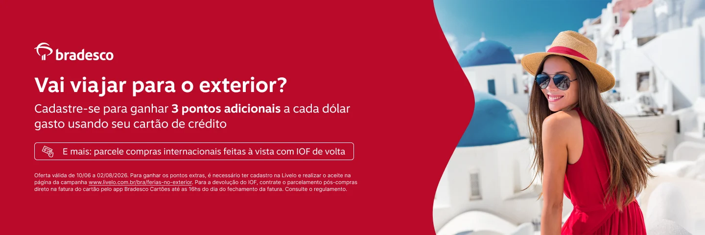 Vai viajar para o exterior? Cadastre-se para ganhar 3 pontos adicionais a cada dólar gasto no seu cartão de crédito.
