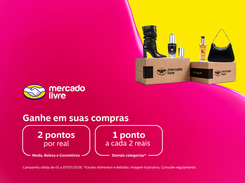 Frete grátis a partir de R$19. Ganhe em suas compras: 2 pontos por real em Moda, Beleza e Cosméticos e 1 ponto a cada R$2,00 nas demais categorias
