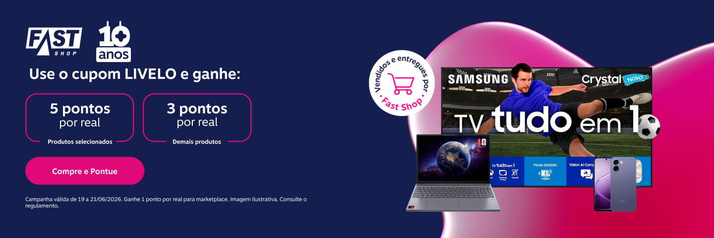 Ganhe em compras com o cupom LIVELO: 5 pontos por real em produtos selecionados e 3 pontos por real para demais produtos