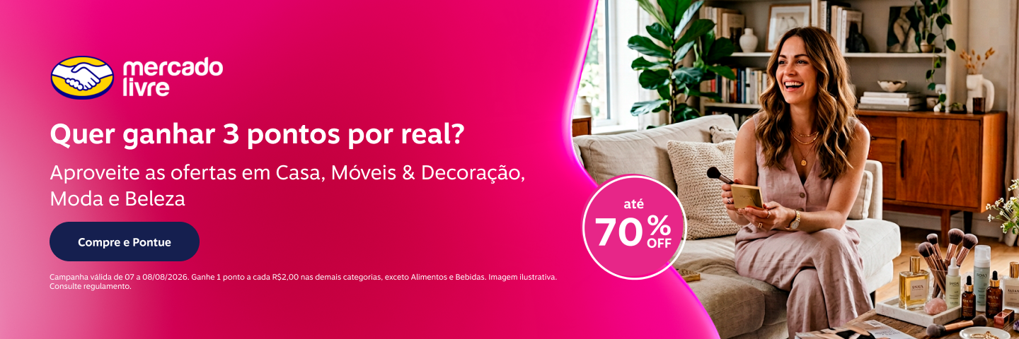 Quer ganhar 3 pontos por real no Mercado Livre? Aproveite as ofertas em Casa, Móveis & Decoração, Moda e Beleza