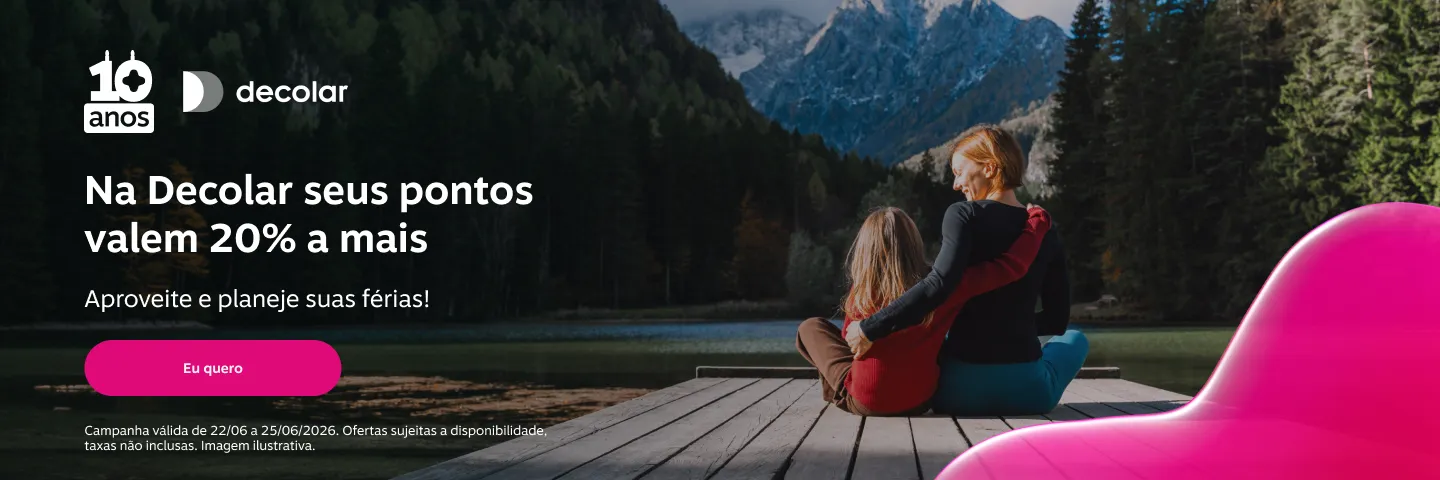 Na Decolar seus pontos valem 20% a mais. Aproveite e planeje suas férias!