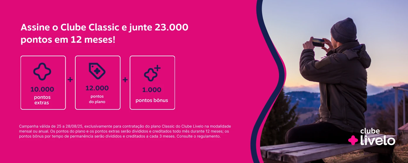 Assine o Clube Classic e junte 23.000 pontos em 12 meses!