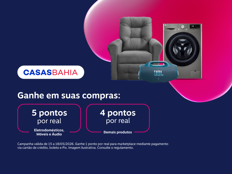 Vendidos e entregues por Casas Bahia. Ganhe em suas compras: 5 pontos por real em Eletrodomésticos, Móveis e Áudio e 4 pontos por real nos demais produtos