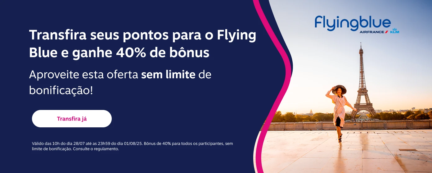 Transfira seus pontos para o Flying Blue e ganhe 40% de bônus 