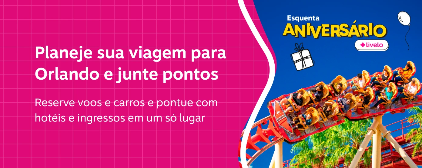 Planeje sua viagem para Orlando e junte pontos. Reserve voos e carros e pontue com hotéis e ingressos em um só lugar