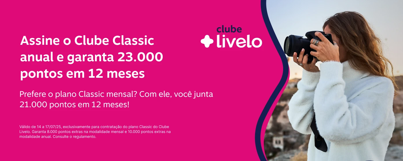 Assine o Clube Classic anual e garanta 23.000 pontos em 12 meses 