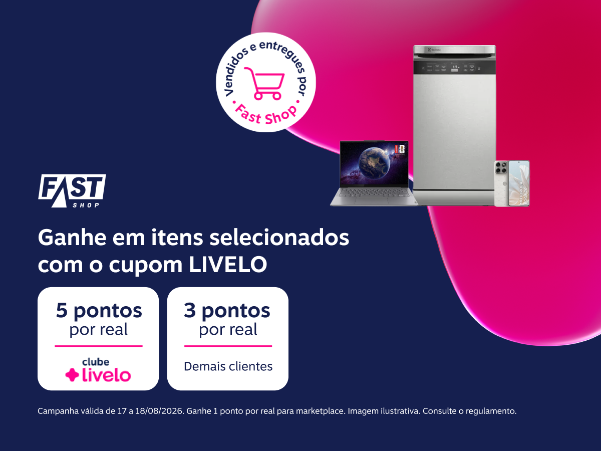 Ganhe em itens selecionados com o cupom LIVELO: 5 pontos por real para assinantes do Clube Livelo e 3 pontos por real para demais clientes