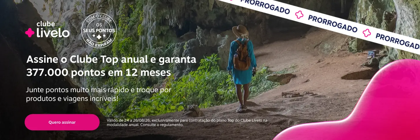 Assine o Clube Top anual e garanta 377.000 pontos em 12 meses. Junte pontos muito mais rápido e troque por produtos e viagens incríveis!