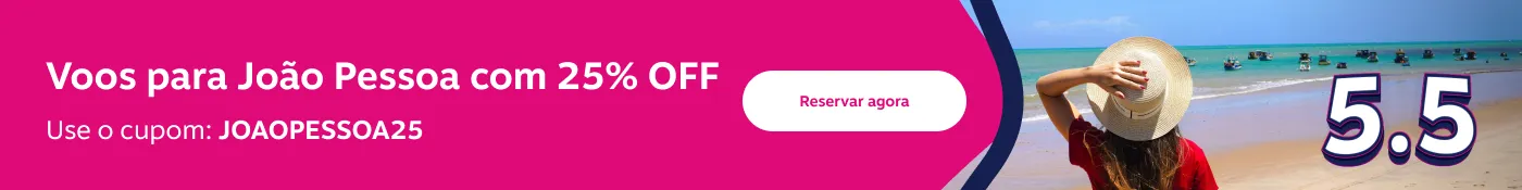 Voos para João Pessoa com 25% OFF. Use o cupom: JOAOPESSOA25, imagem clicável, ir para https://www.livelo.com.br/ofertas-passagens?destination=JPA&period=1-2%2C3-6%2C7-12%2C13-20
