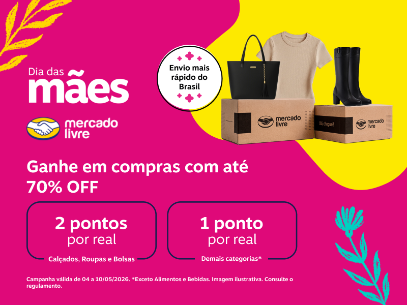 Envio mais rápido do Brasil. Aproveite as ofertas com até 70% OFF e ganhe: 2 pontos por real em Calçados, Roupas e Bolsas e 1 ponto por real para demais categorias, exceto Alimentos e Bebidas