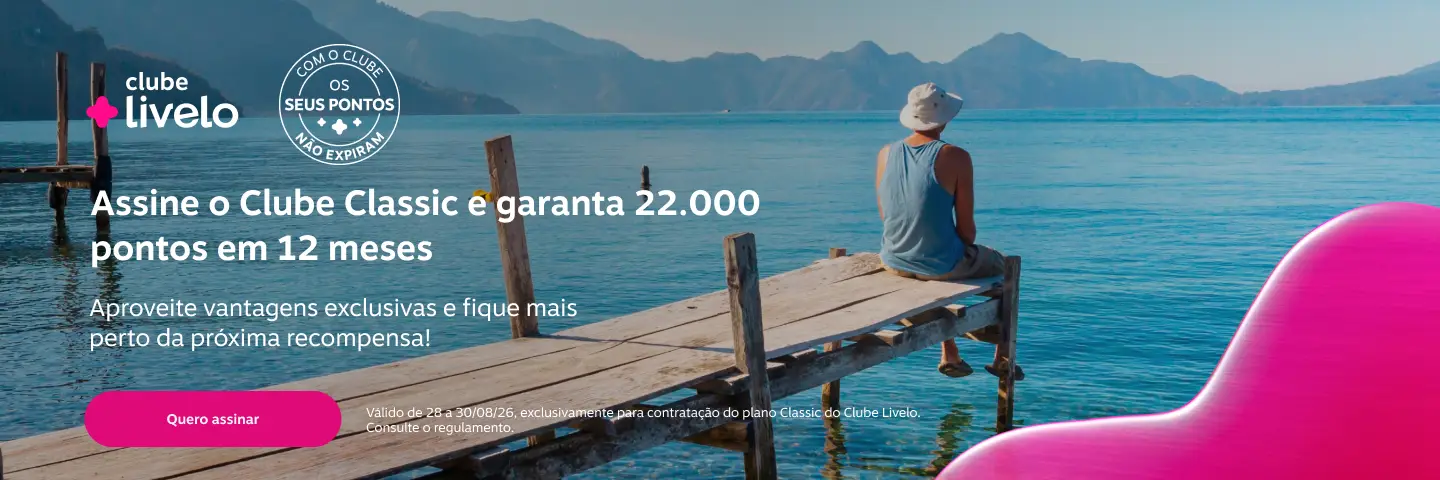 Assine o Clube Classic e garanta 22.000 pontos em 12 meses. Aproveite vantagens exclusivas e fiquer mais perto da próxima recompensa!