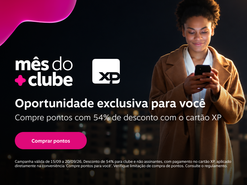 Compre pontos com 54% de desconto com o cartão XP
