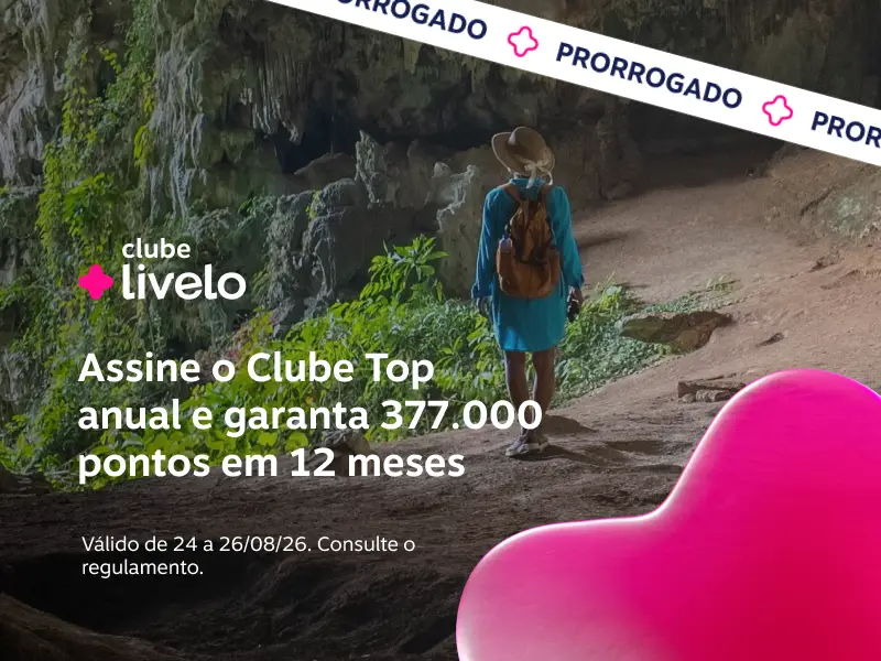 Assine o Clube Top anual e garanta 377.000 pontos em 12 meses. Junte pontos muito mais rápido e troque por produtos e viagens incríveis!