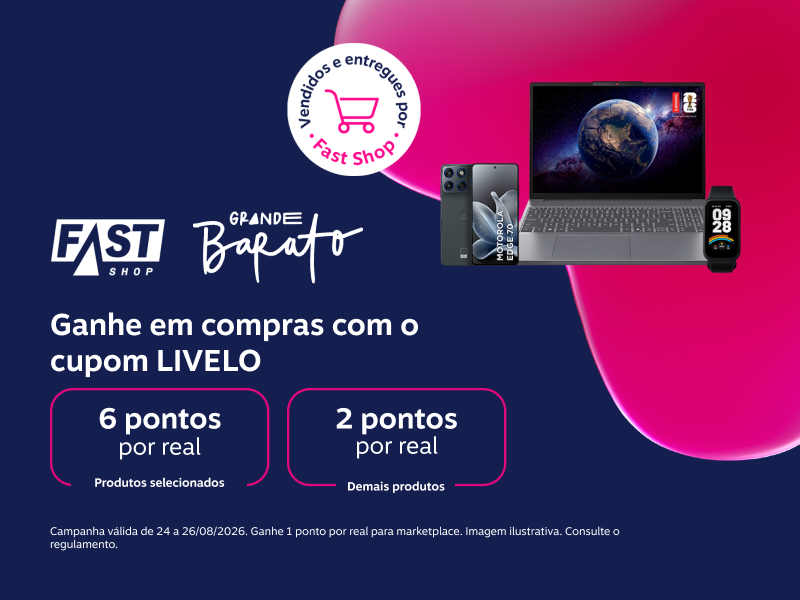 Ganhe em compras com o cupom LIVELO: 6 pontos por real em categorias selecionadas e 2 pontos por real para demais produtos