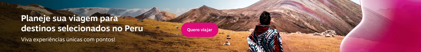 Planeje sua viagem para destinos selecionados no Peru. Viva experiências únicas com pontos!, imagem clicável, ir para https://www.livelo.com.br/ofertas-passagens?period=1-2%2C3-6%2C7-12%2C13-20&destination=LIM%2CCUZ%2CAQP%2CIQT%2CPIU%2CTRU%2CJUL%2CPEM