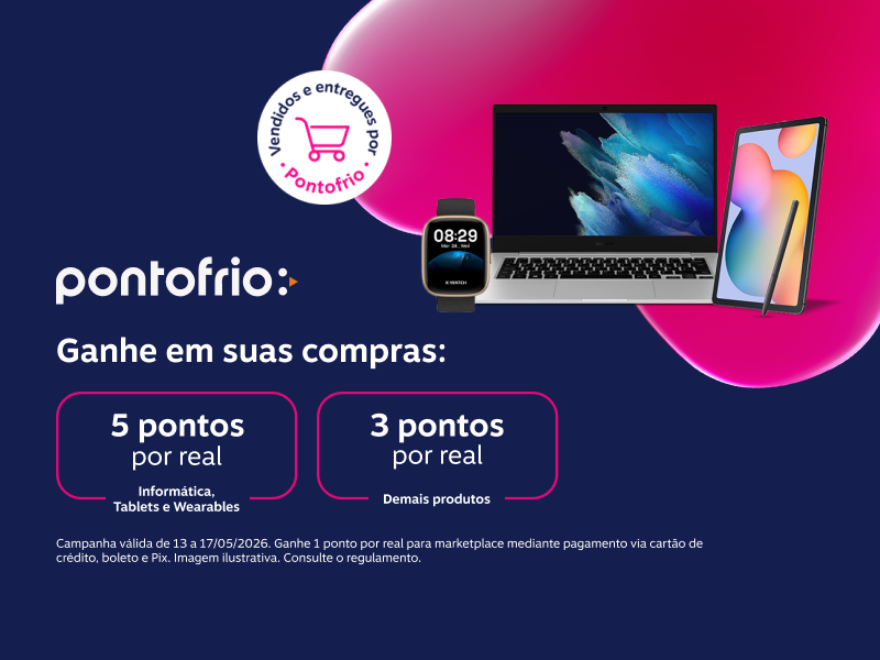  vendidos e entregues por Pontofrio. Ganhe em suas compras: 5 pontos por real em Informática, Tablets e Wearables e 3 pontos por real para demais produtos