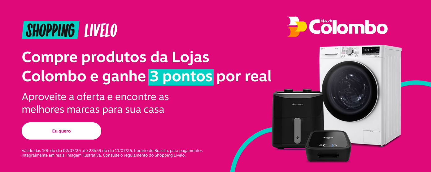 Shopping Livelo. Compre produtos da Lojas Colombo e ganhe 3 pontos por real. Aproveite a oferta e encontre as melhores marcas para sua casa.