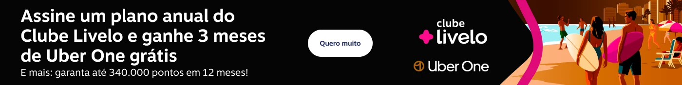 Assine um plano anual do Clube Livelo e ganhe 3 meses de Uber One grátis. E mais: garanta até 340.000 pontos em 12 meses! , imagem clicável, ir para https://www.livelo.com.br/adesao-clube