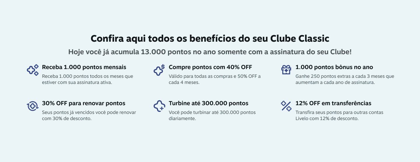 Confira aqui todos os benefícios do seu Clube Classic