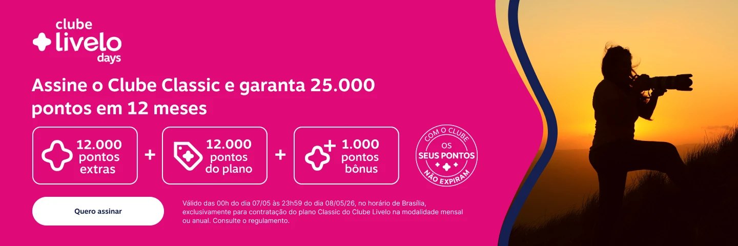 Garanta 25.000 pontos em 12 meses no Clube Classis. Assine e aproveite vantagens exclusivas para juntar e trocar pontos! 