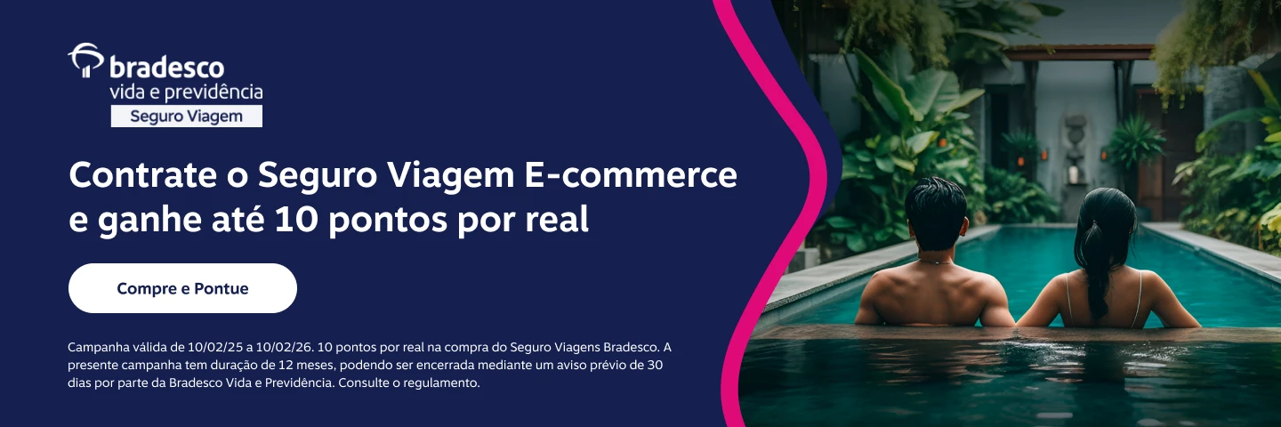 Contrate o Seguro Viagem E-commerce e ganhe até 10 pontos por real