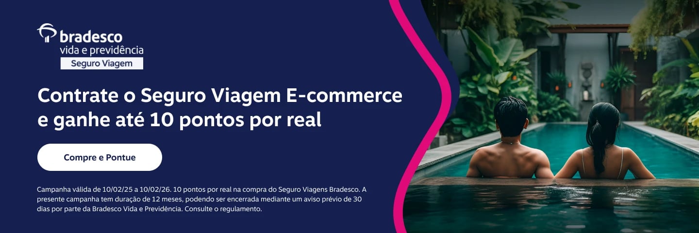 Contrate o Seguro Viagem E-commerce e ganhe até 10 pontos por real