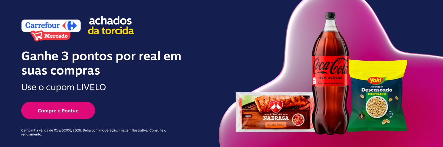 Ganhe 3 pontos por real em suas compras. Use o cupom LIVELO