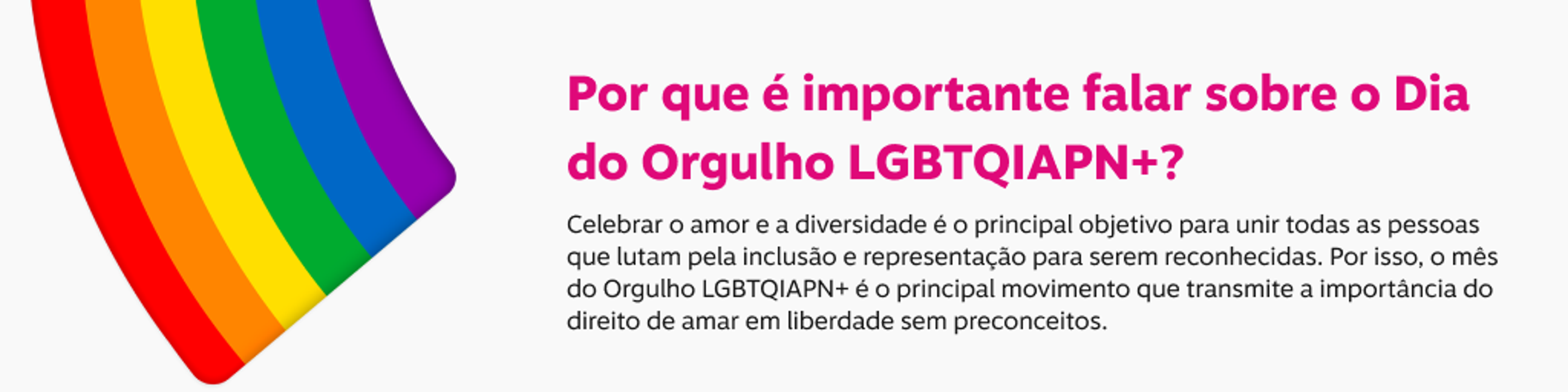 Por que é importante falar sobre o Dia do Orgulho LGBTQIAPN+? Celebrar o amor e a diversidade é o principal objetivo para unir todas as pessoas que lutam pela inclusão e representação para serem reconhecidas. Por isso, o més do Orgulho LGBTQIAPN+ é o principal movimento que transmite a importância do direito de amar em liberdade sem preconceitos.