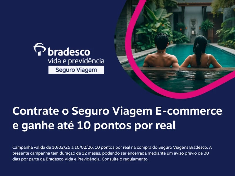 Contrate o Seguro Viagem E-commerce e ganhe até 10 pontos por real