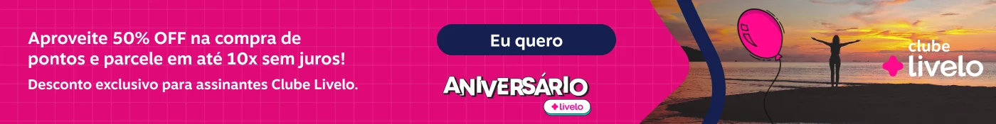 Aproveite 50% OFF na compra de pontos e parcele em até 10x sem juros. Desconto exclusivo para assinantes Clube Livelo., imagem clicável, ir para https://www.livelo.com.br/compra-de-pontos/produto/LIVCompraDePontos?skuId=LIVSKUCompraDePontos 