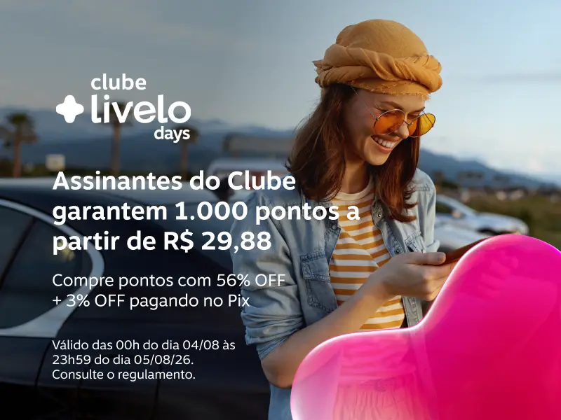 Assinantes do Clube garantem 1.000 pontos a partir de R$ 29,88. Compre pontos com 56% OFF + 3% OFF pagando no Pix