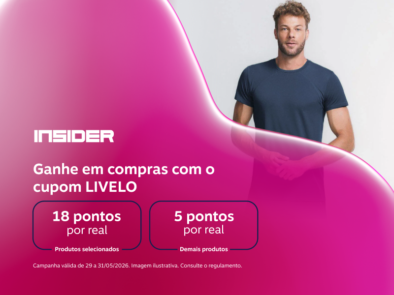 Ganhe em suas compras com o cupom LIVELO: 18 pontos por real em produtos selecionados e 5 pontos por real nos demais produtos