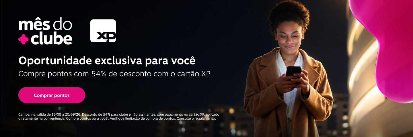 Compre pontos com 54% de desconto com o cartão XP