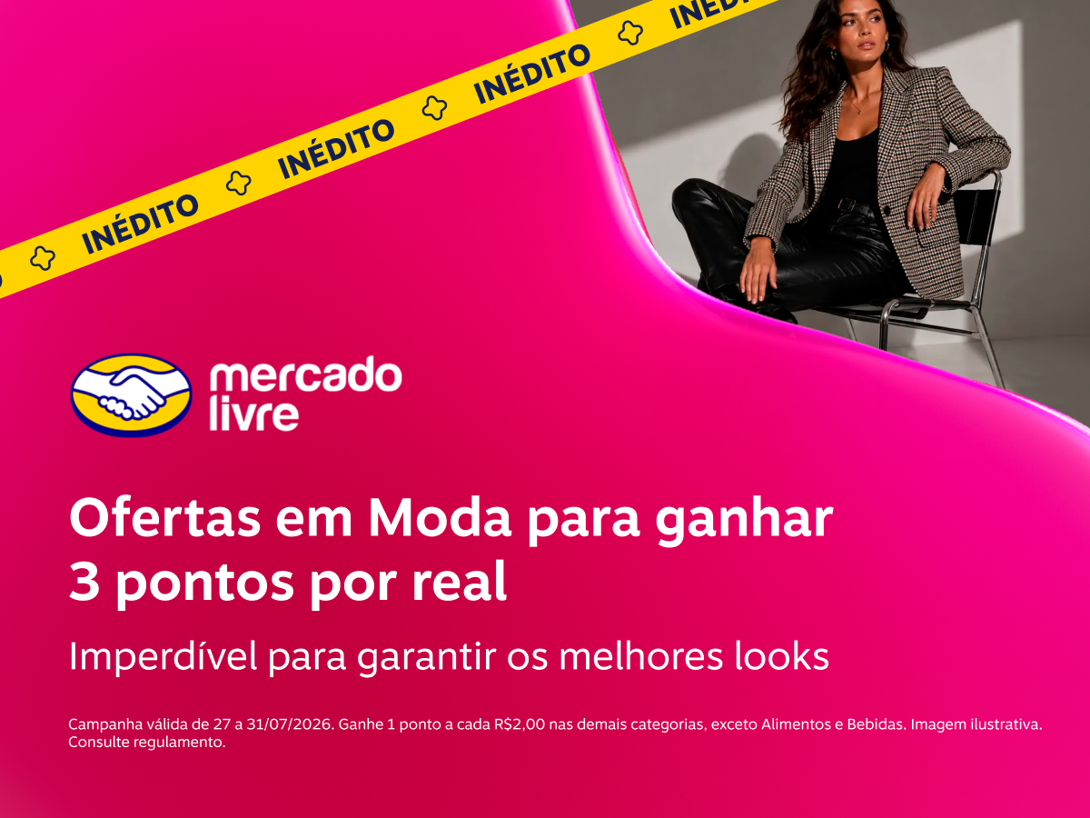 Ofertas em Moda para ganhar 3 pontos por real. Imperdível para garantir os melhores looks