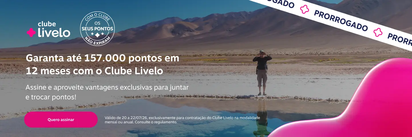 Garanta até 157.000 pontos em 12 meses com o Clube Livelo. Assine e aproveite vantagens exclusivas para juntar e trocar pontos!
