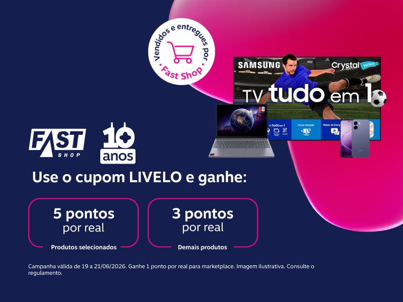 Ganhe em compras com o cupom LIVELO: 5 pontos por real em produtos selecionados e 3 pontos por real para demais produtos