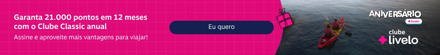 Garanta 21.000 pontos em 12 meses com o Clube Classic anual. Assine e aproveite mais vantagens para viajar!, imagem clicável, ir para https://www.livelo.com.br/ofertas-clube