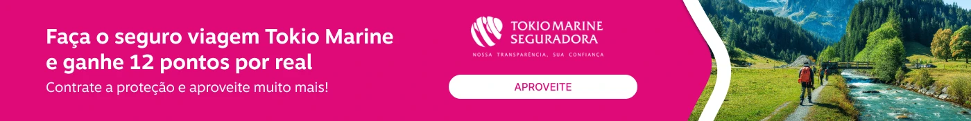 Faça o seguro viagem Tokio Marine e ganhe 12 pontos por real. Contrate a proteção e aproveite muito mais!, imagem clicável, ir para https://www.livelo.com.br/juntar-pontos/parceiros/tokio-marine/TOM
