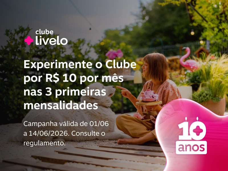 Especial Aniversário! Experimente o Clube por R$ 10 por mês. 100 pontos/mês por 3 meses. Vantagens garantidas 3 meses 