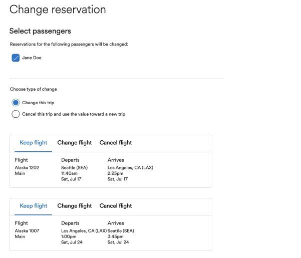 Change a reservation