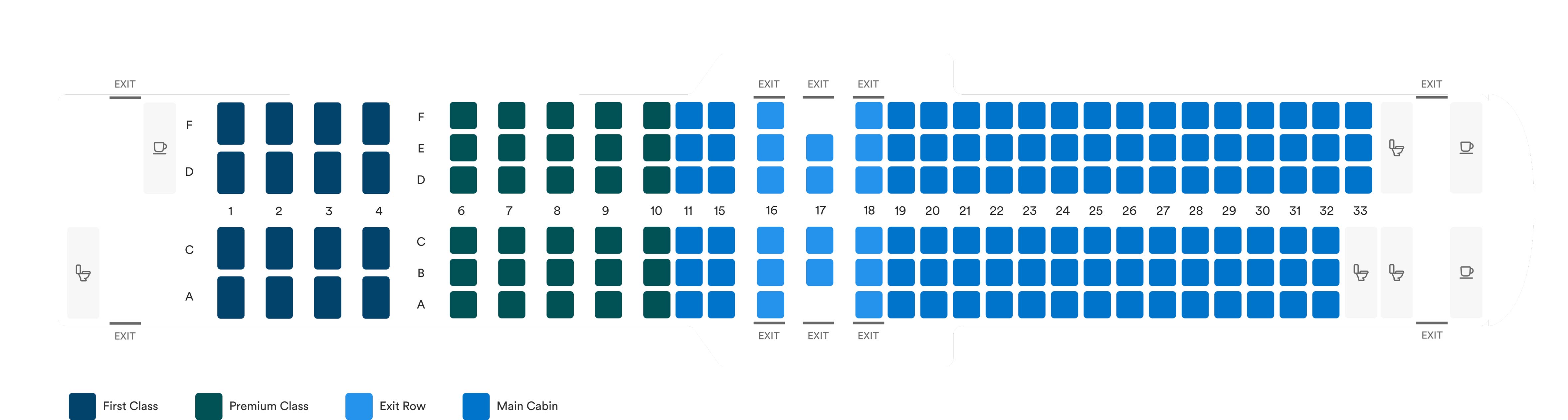 Seatmap of the Boeing  737-8 MAX post-retrofit