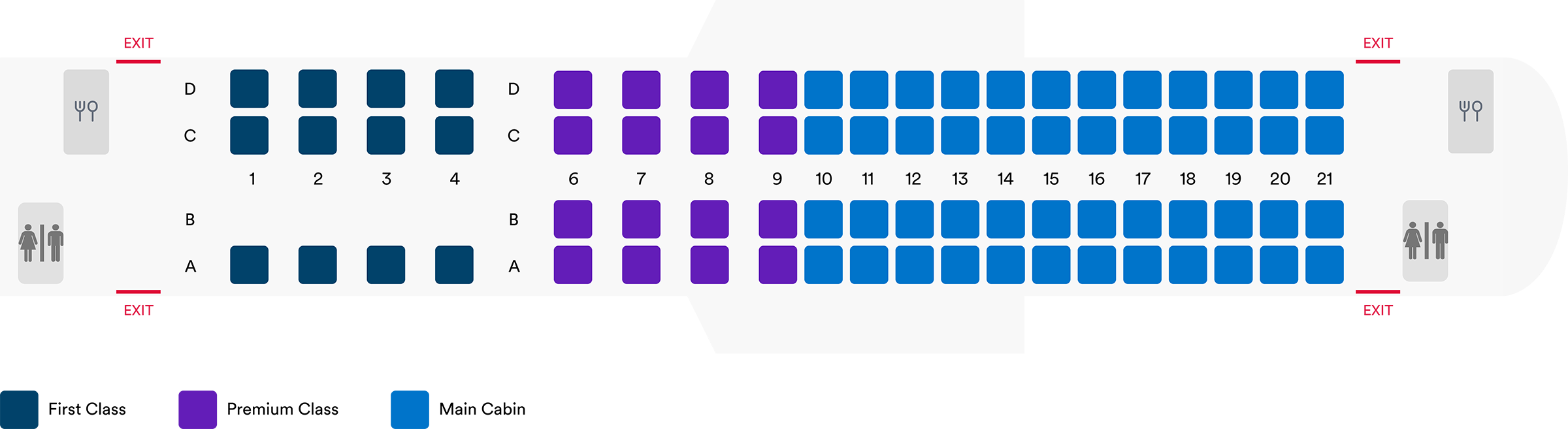 Seatmap of the Embraer 175