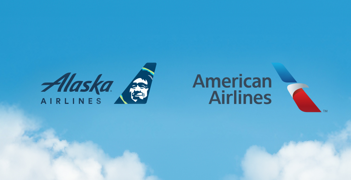 Logotipos de Alaska y American Airlines