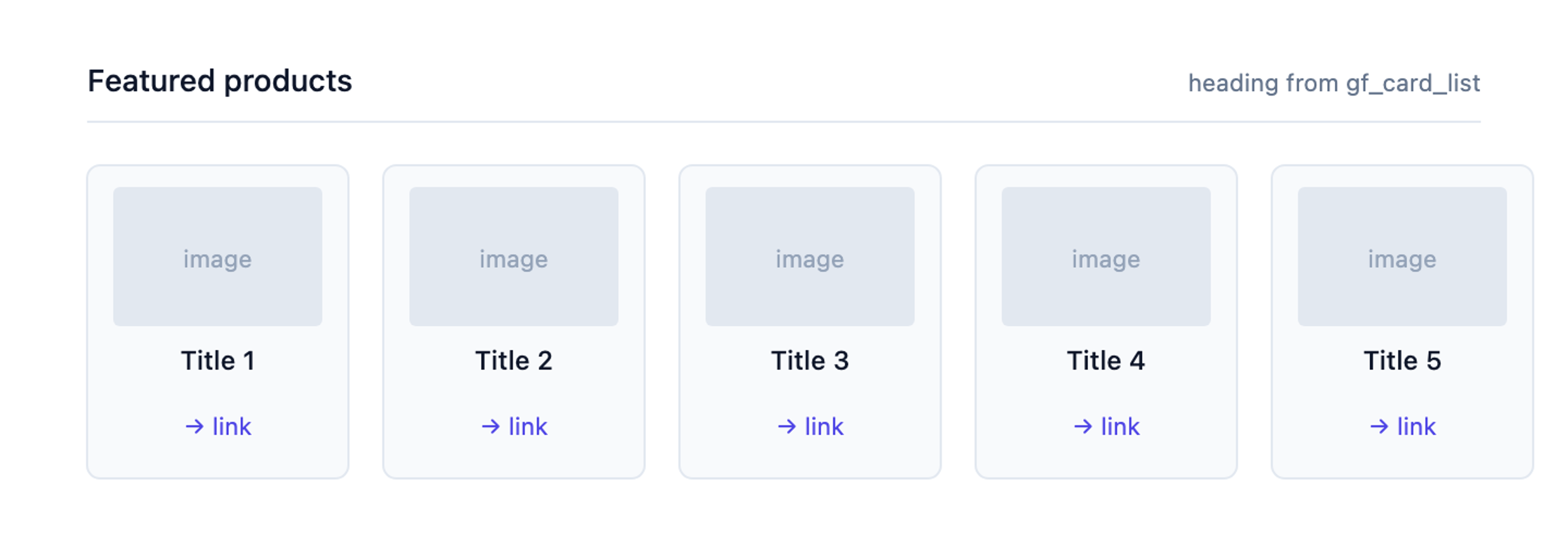 Card-grid section rendered output, a heading