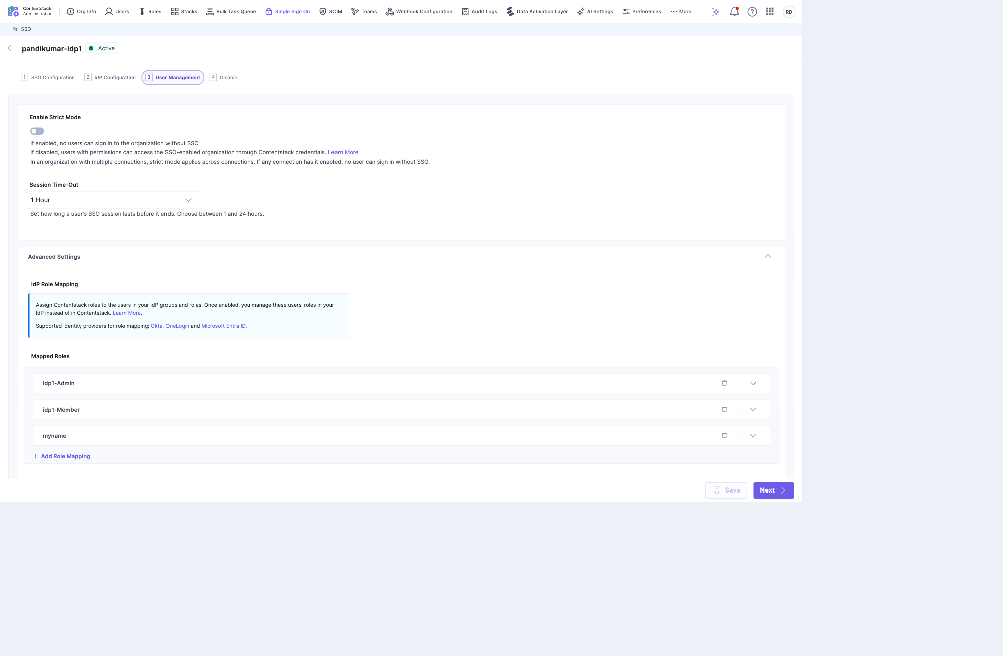 The User Management step