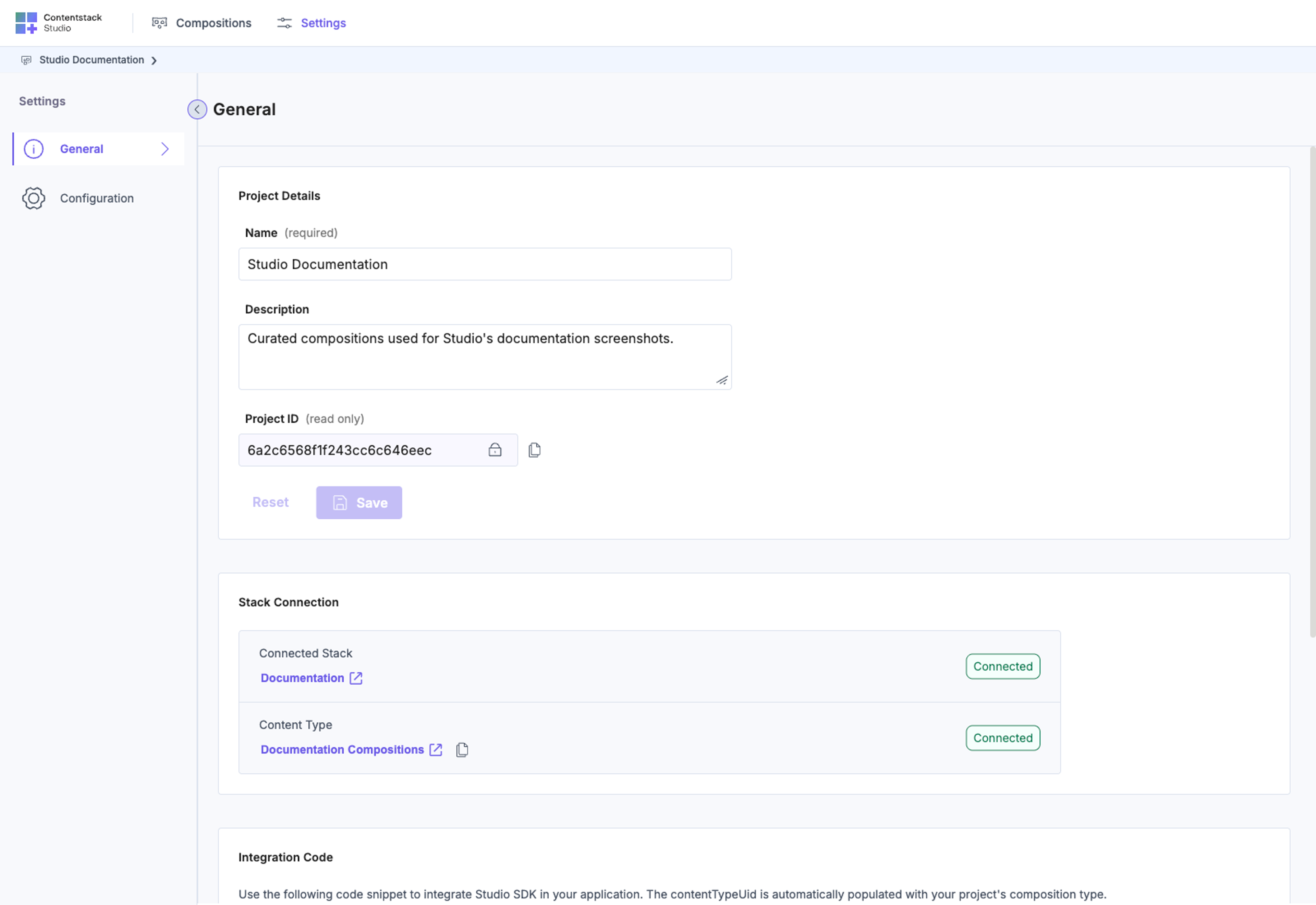 Project Settings → General