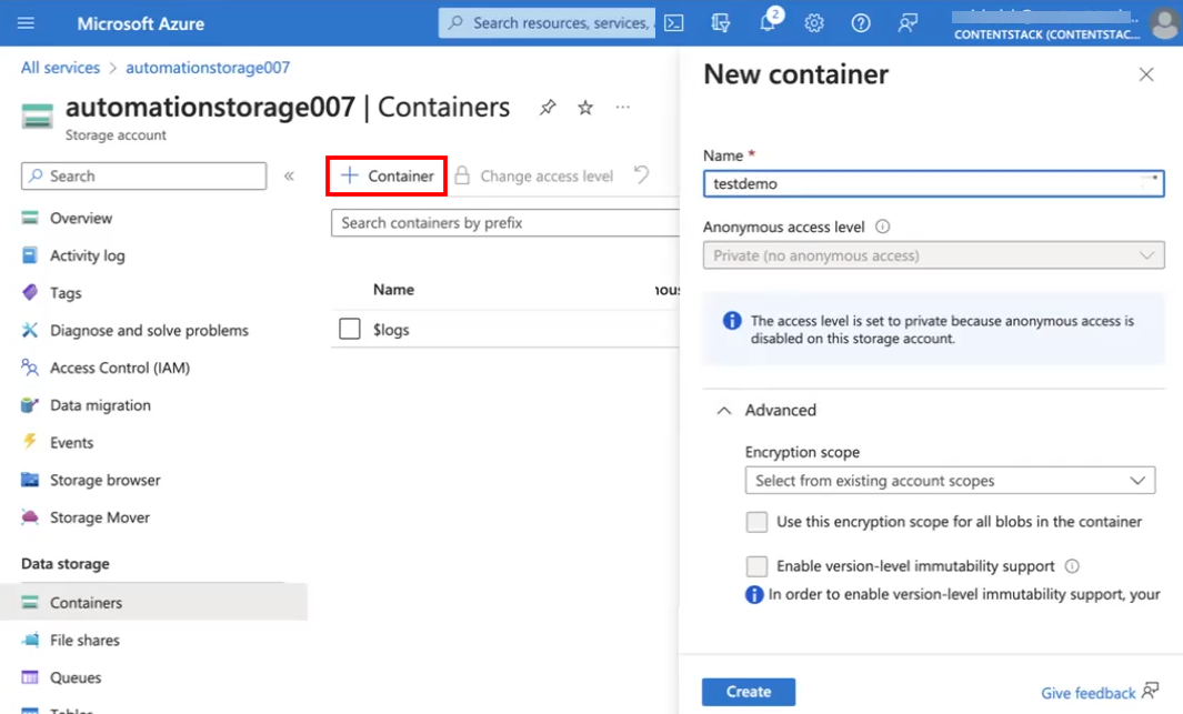 Azure_Blob_Storage_Connector_Containers_Create_a_Container